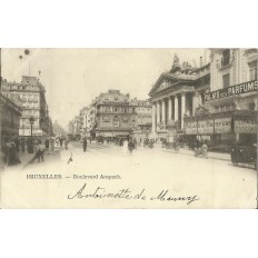 CPA: BELGIQUE, BRUXELLES, Boulevard Anspach, vers 1900