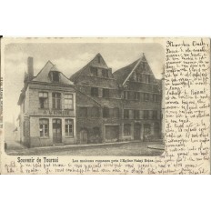 CPA: BELGIQUE, TOURNAI, Les Maisons Romanes, vers 1900