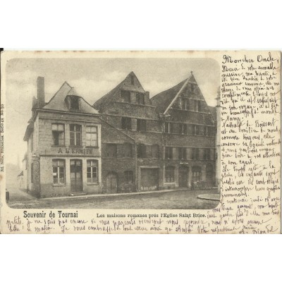 CPA: BELGIQUE, TOURNAI, Les Maisons Romanes, vers 1900