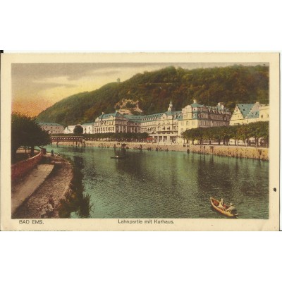 CPA: ALLEMAGNE, BAD EMS, Lahnpartie mit Kurhnaus, jahre 1920