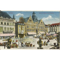 CPA: ALLEMAGNE, AACHEN, Markt mit Kaiser Karl-Brunnen (1920)