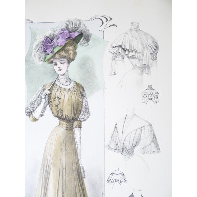 LITHOGRAPHIE de MODE, COSTUMES, COUTURE, FASHION, années 1900-1910 (1)