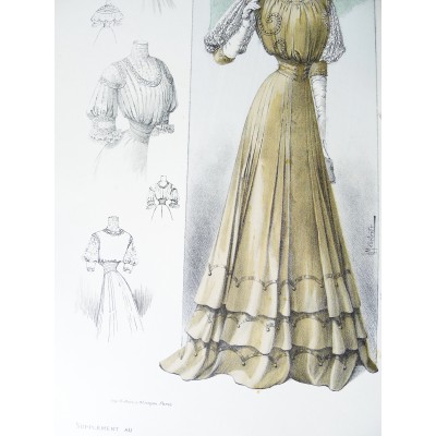 LITHOGRAPHIE de MODE, COSTUMES, COUTURE, FASHION, années 1900-1910 (1)