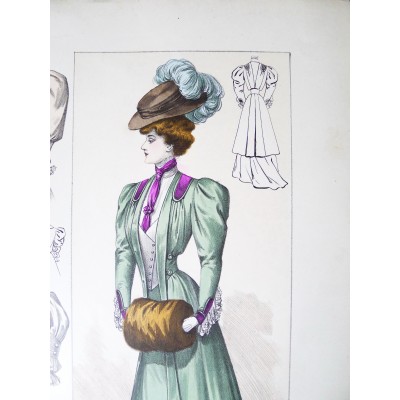 LITHOGRAPHIE de MODE, COSTUMES, COUTURE, FASHION, années 1900-1910 (2)