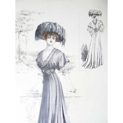 LITHOGRAPHIE de MODE, COSTUMES, COUTURE, FASHION, années 1900-1910 (3)