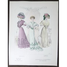 LITHOGRAPHIE de MODE, COSTUMES, COUTURE, FASHION, années 1900-1910 (5)