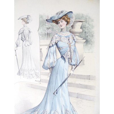 LITHOGRAPHIE de MODE, COSTUMES, COUTURE, FASHION, années 1900-1910 (7)