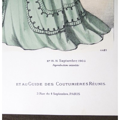 LITHOGRAPHIE de MODE, COSTUMES, COUTURE, FASHION, années 1900-1910 (14)