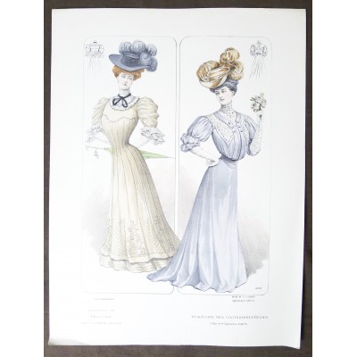 LITHOGRAPHIE de MODE, COSTUMES, COUTURE, FASHION, années 1900-1910 (16)