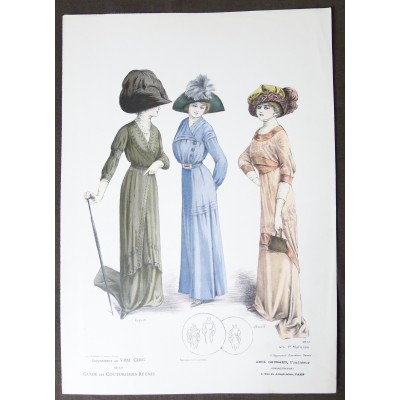 LITHOGRAPHIE de MODE, COSTUMES, COUTURE, FASHION, années 1900-1910 (17)