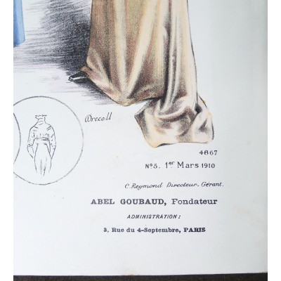 LITHOGRAPHIE de MODE, COSTUMES, COUTURE, FASHION, années 1900-1910 (17)