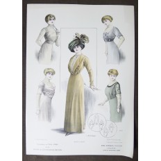 LITHOGRAPHIE de MODE, COSTUMES, COUTURE, FASHION, années 1900-1910 (23)