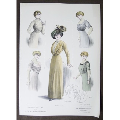 LITHOGRAPHIE de MODE, COSTUMES, COUTURE, FASHION, années 1900-1910 (23)