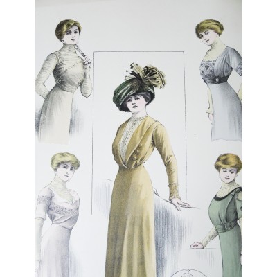 LITHOGRAPHIE de MODE, COSTUMES, COUTURE, FASHION, années 1900-1910 (23)