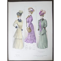 LITHOGRAPHIE de MODE, COSTUMES, COUTURE, FASHION, années 1900-1910 (32)