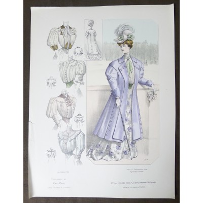 LITHOGRAPHIE de MODE, COSTUMES, COUTURE, FASHION, années 1900-1910 (33)