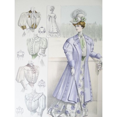 LITHOGRAPHIE de MODE, COSTUMES, COUTURE, FASHION, années 1900-1910 (33)