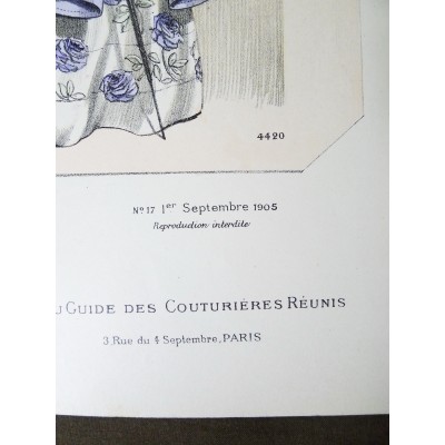 LITHOGRAPHIE de MODE, COSTUMES, COUTURE, FASHION, années 1900-1910 (33)