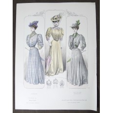 LITHOGRAPHIE de MODE, COSTUMES, COUTURE, FASHION, années 1900-1910 (34)