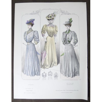 LITHOGRAPHIE de MODE, COSTUMES, COUTURE, FASHION, années 1900-1910 (34)