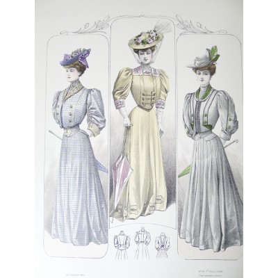 LITHOGRAPHIE de MODE, COSTUMES, COUTURE, FASHION, années 1900-1910 (34)