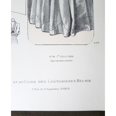 LITHOGRAPHIE de MODE, COSTUMES, COUTURE, FASHION, années 1900-1910 (34)