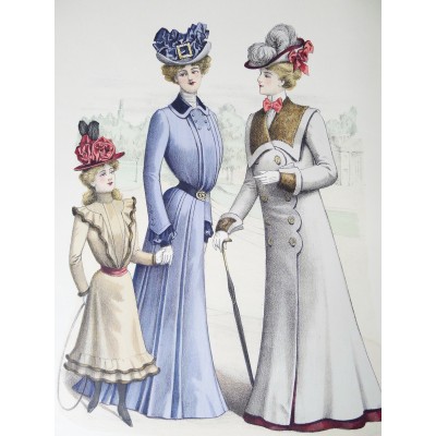 LITHOGRAPHIE de MODE, COSTUMES, COUTURE, FASHION, années 1900-1910 (36)