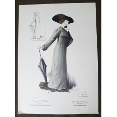 LITHOGRAPHIE de MODE, COSTUMES, COUTURE, FASHION, années 1900-1910 (43)