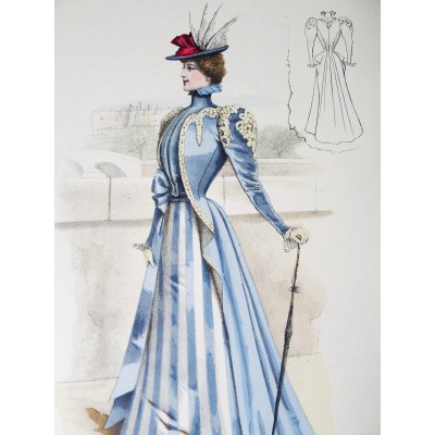 LITHOGRAPHIE de MODE, COSTUMES, COUTURE, FASHION, années 1900-1910 (44)