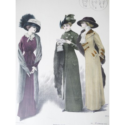 LITHOGRAPHIE de MODE, COSTUMES, COUTURE, FASHION, années 1900-1910 (45)
