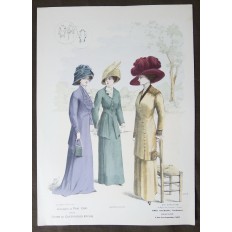 LITHOGRAPHIE de MODE, COSTUMES, COUTURE, FASHION, années 1900-1910 (49)
