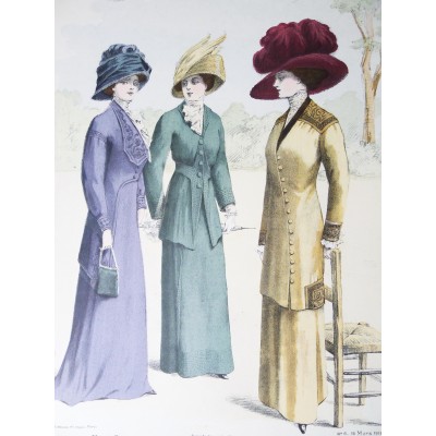 LITHOGRAPHIE de MODE, COSTUMES, COUTURE, FASHION, années 1900-1910 (49)