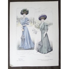 LITHOGRAPHIE de MODE, COSTUMES, COUTURE, FASHION, années 1900-1910 (50)