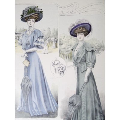 LITHOGRAPHIE de MODE, COSTUMES, COUTURE, FASHION, années 1900-1910 (50)