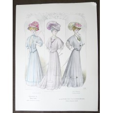 LITHOGRAPHIE de MODE, COSTUMES, COUTURE, FASHION, années 1900-1910 (51)