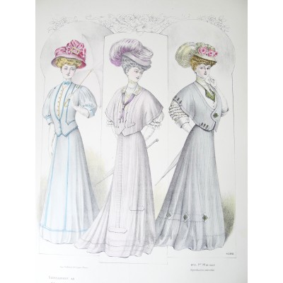 LITHOGRAPHIE de MODE, COSTUMES, COUTURE, FASHION, années 1900-1910 (51)