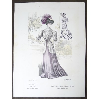 LITHOGRAPHIE de MODE, COSTUMES, COUTURE, FASHION, années 1900-1910 (52)