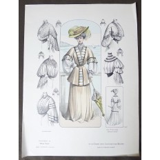 LITHOGRAPHIE de MODE, COSTUMES, COUTURE, FASHION, années 1900-1910 (55)