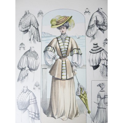 LITHOGRAPHIE de MODE, COSTUMES, COUTURE, FASHION, années 1900-1910 (55)