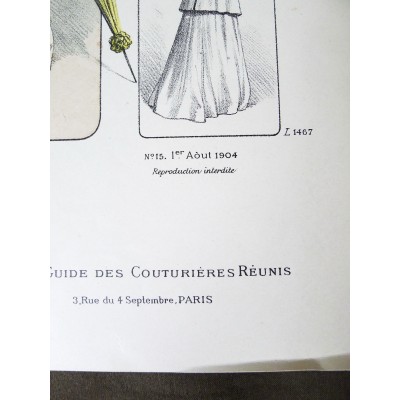 LITHOGRAPHIE de MODE, COSTUMES, COUTURE, FASHION, années 1900-1910 (55)