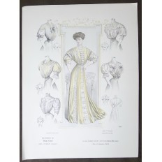 LITHOGRAPHIE de MODE, COSTUMES, COUTURE, FASHION, années 1900-1910 (58)