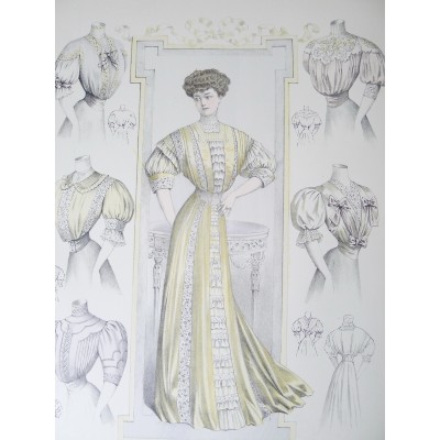 LITHOGRAPHIE de MODE, COSTUMES, COUTURE, FASHION, années 1900-1910 (58)