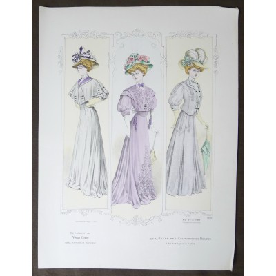 LITHOGRAPHIE de MODE, COSTUMES, COUTURE, FASHION, années 1900-1910 (59)