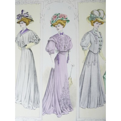 LITHOGRAPHIE de MODE, COSTUMES, COUTURE, FASHION, années 1900-1910 (59)