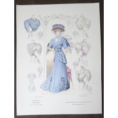 LITHOGRAPHIE de MODE, COSTUMES, COUTURE, FASHION, années 1900-1910 (62)