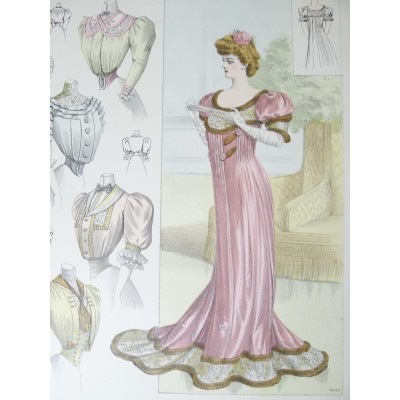 LITHOGRAPHIE de MODE, COSTUMES, COUTURE, FASHION, années 1900-1910 (65)