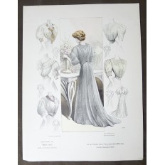 LITHOGRAPHIE de MODE, COSTUMES, COUTURE, FASHION, années 1900-1910 (66)