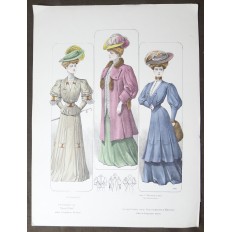 LITHOGRAPHIE de MODE, COSTUMES, COUTURE, FASHION, années 1900-1910 (69)