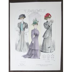 LITHOGRAPHIE de MODE, COSTUMES, COUTURE, FASHION, années 1900-1910 (72)