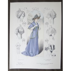 LITHOGRAPHIE de MODE, COSTUMES, COUTURE, FASHION, années 1900-1910 (80)